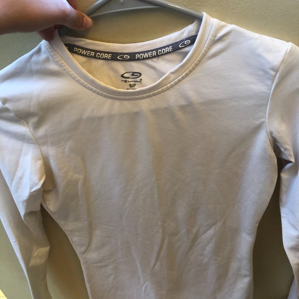 White fleece running shirt